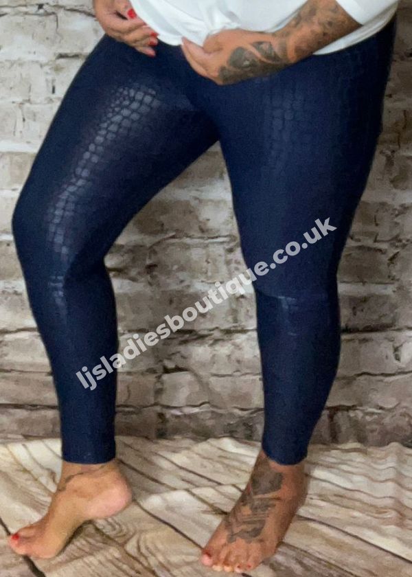 Plus size Croc PU Style Leggings Navy Blue NO RETURNS ON SALE ITEMS - LJ's  Ladies Boutique