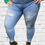 Plus Size High Waist Light Denim Distressed Jeggings (G-Smack) 8570 "No Returns On Sale Items"