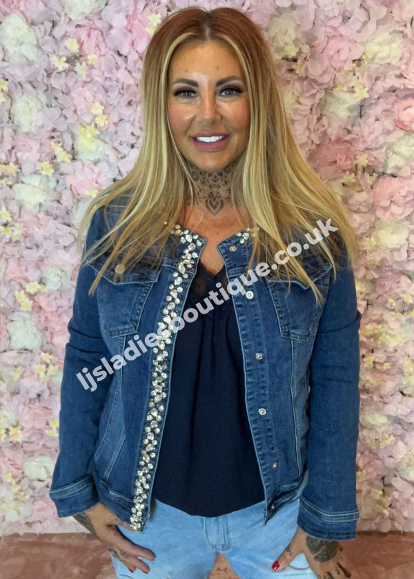 G-Smack Dark Denim Embellished Jacket 348 - LJ's Ladies Boutique