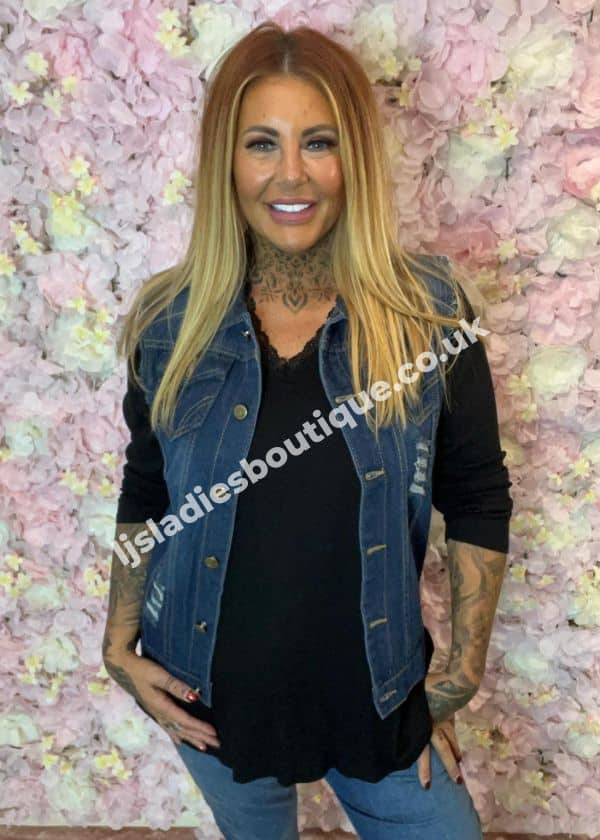 Sleeveless denim jacket womens uk sale