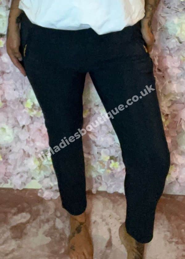 Top Quality Trouser Leggings Navy/Black With Zip Pockets