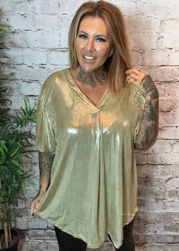 Athena Metallic V-neck top best fits 16-24 - Image 2