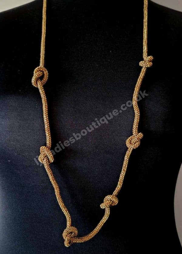 Elegant Antique Gold Tone Knot Necklace (E)