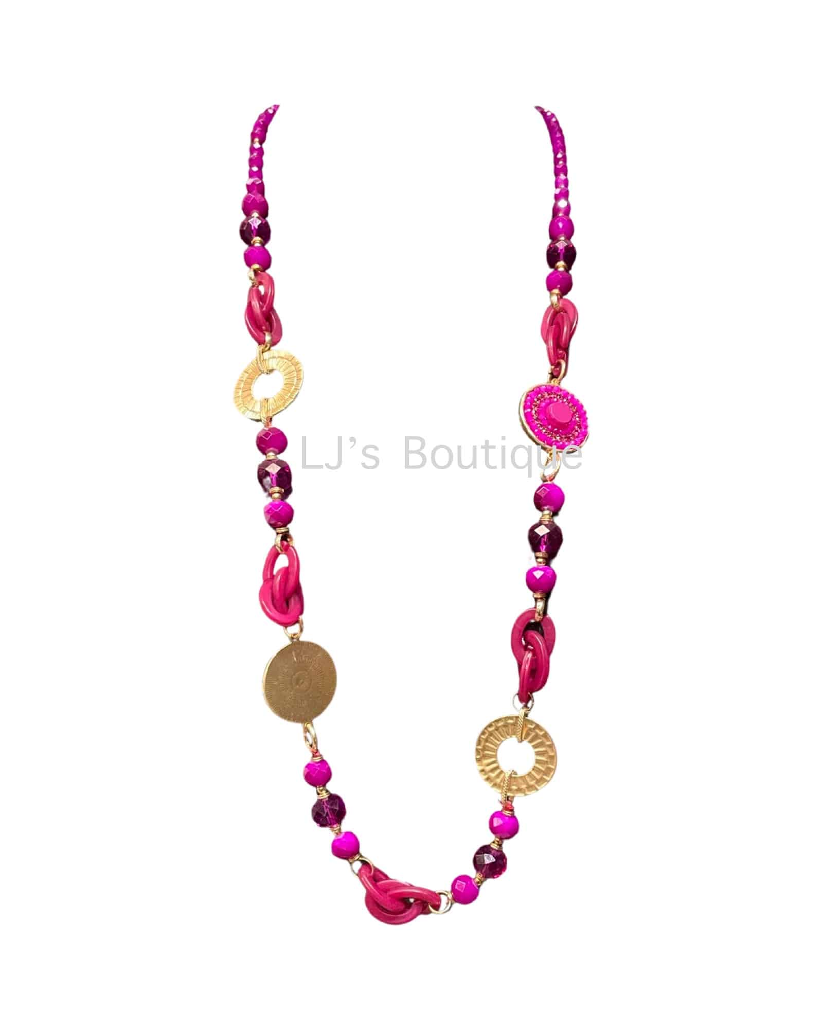 831 MAGENTA AND GOLD NECKLACE