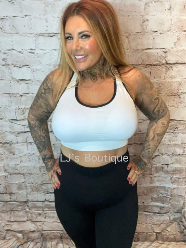 White Medium Control Sports Bra (3 sizes available)   "No Returns On Sale Items" - Image 2