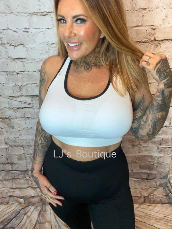White Medium Control Sports Bra (3 sizes available)   "No Returns On Sale Items" - Image 3
