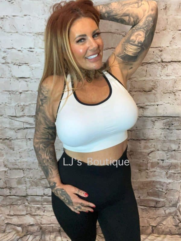 White Medium Control Sports Bra (3 sizes available)   "No Returns On Sale Items" - Image 4