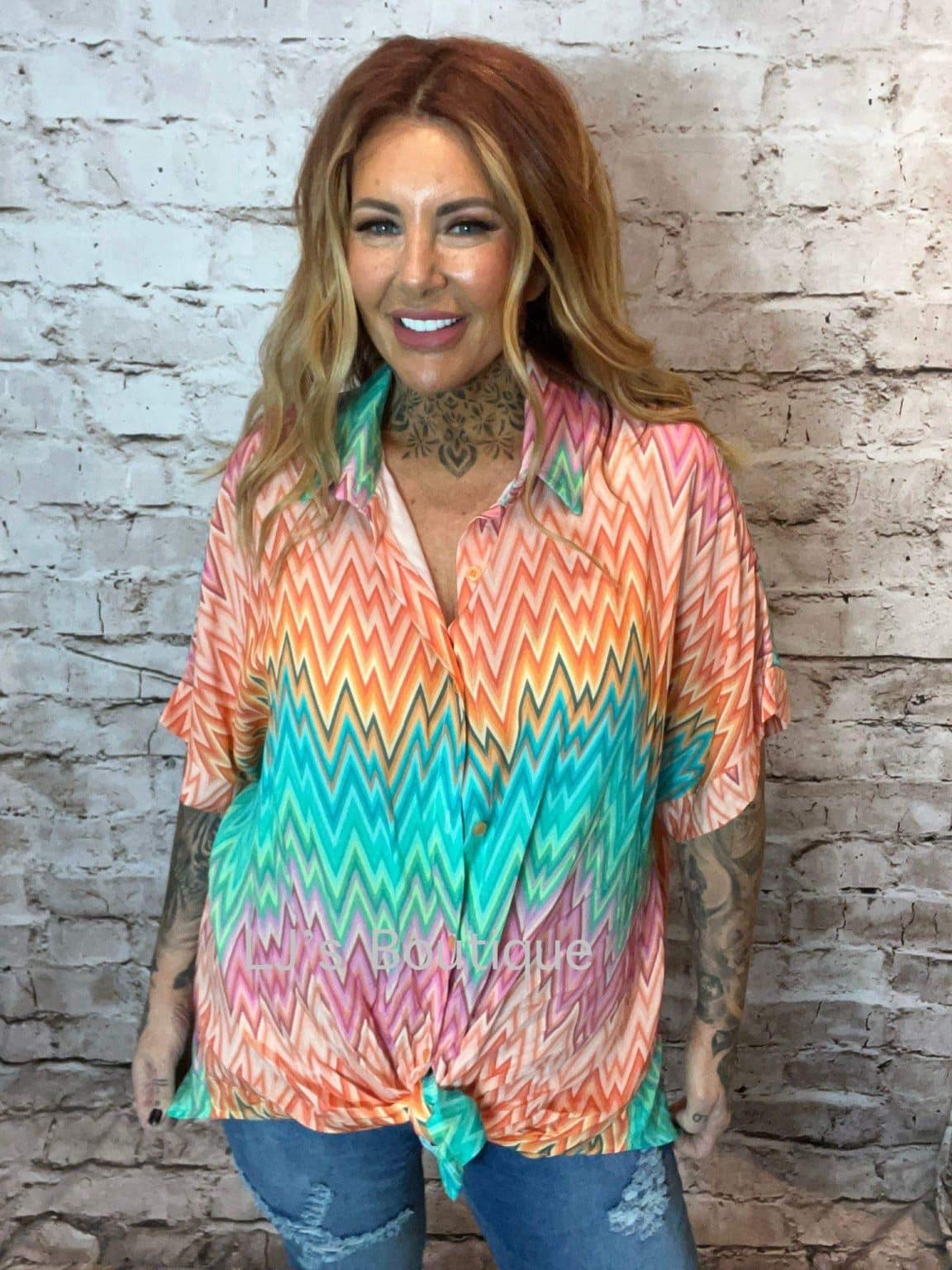 Zig Zag Tie Top Best Fits 1422 LJ's Ladies Boutique