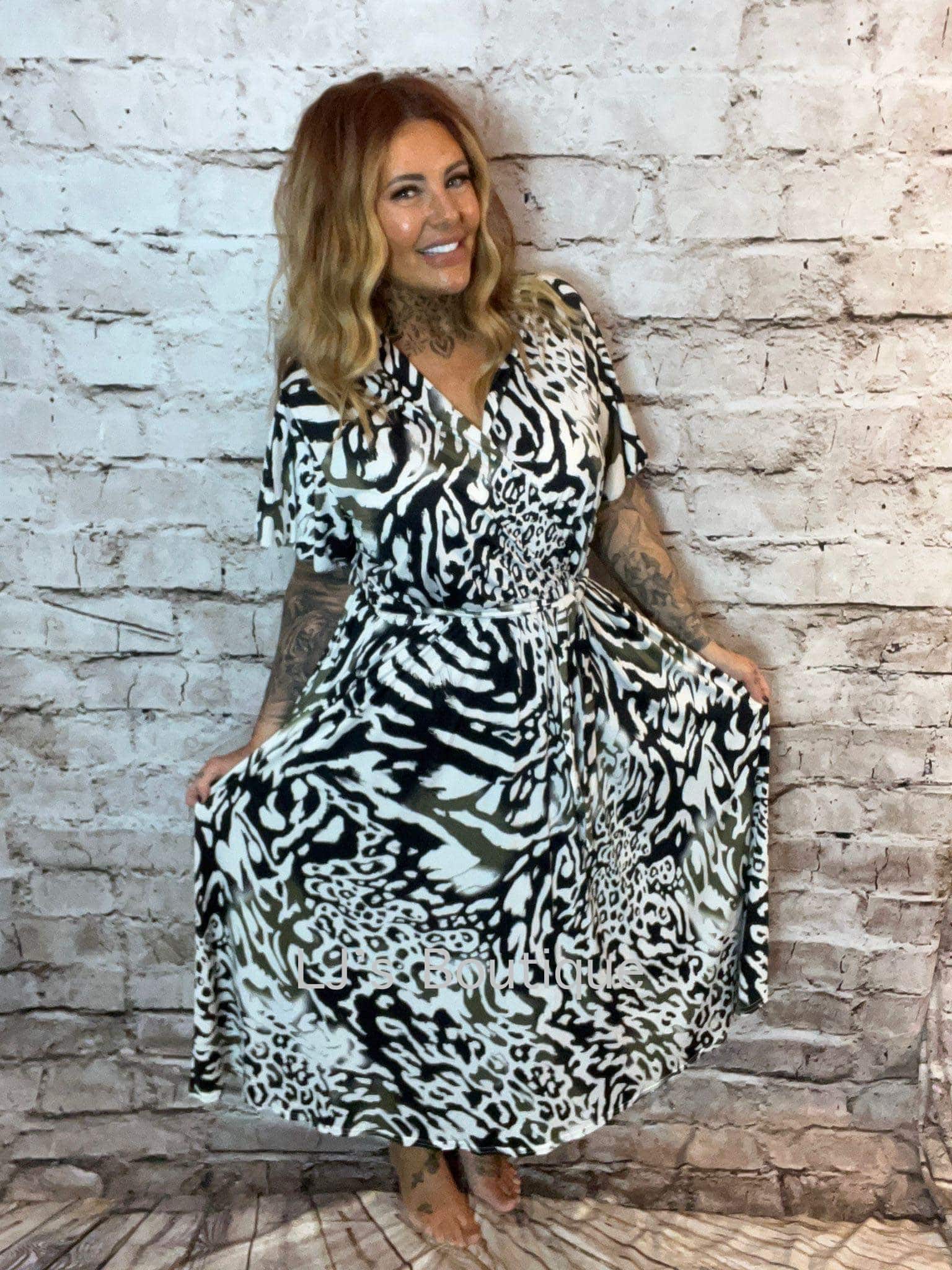 Bryony Animal Print Wrap Dress Best Fits 14-24