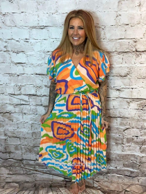 Jazzlyn Pleated Wrap Dress Best Fits 14-26  "No Returns On Sale Items" - Image 5