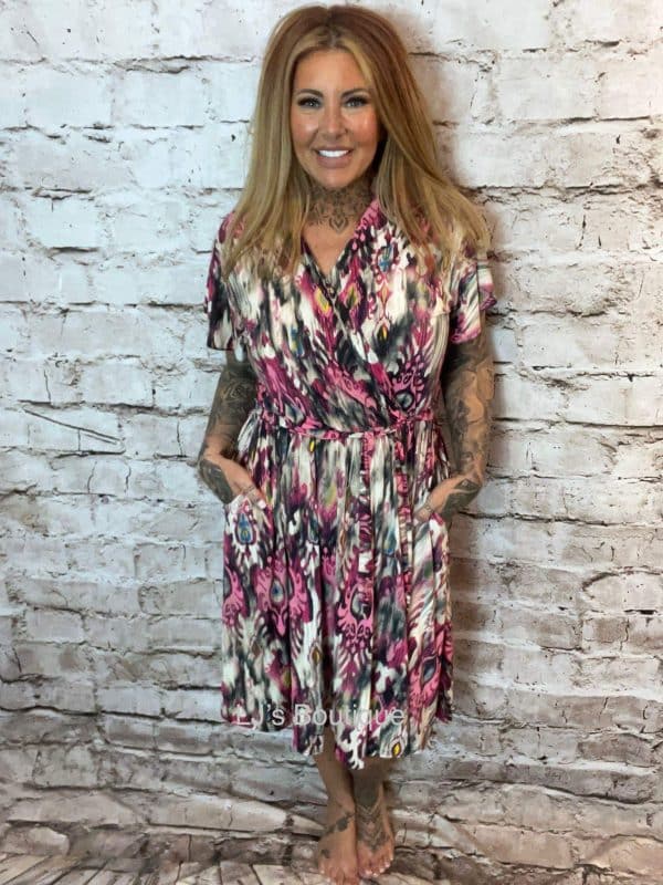 Picasso Midi Wrap Dress Best Fits 14-24 - Image 2