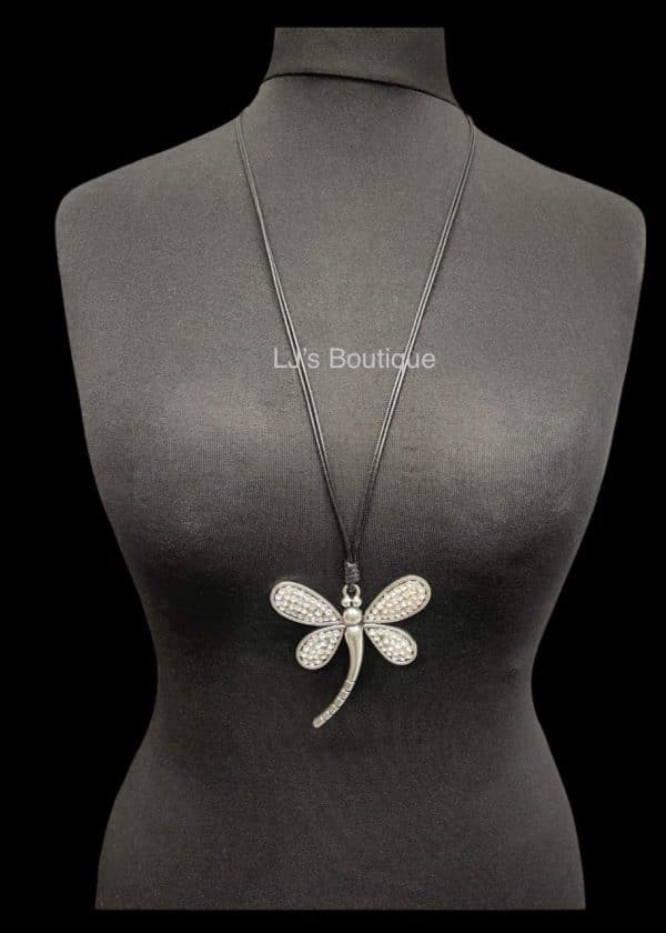 Silver Dragon fly Necklace