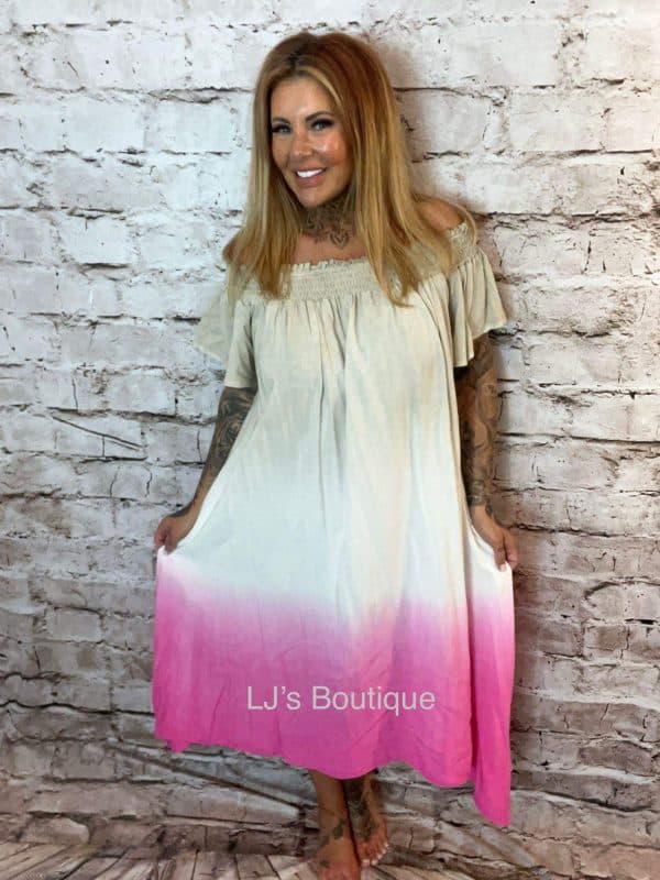 Oasis Ombre Bardot Dress 14-24 - "No Returns On Sale Items"