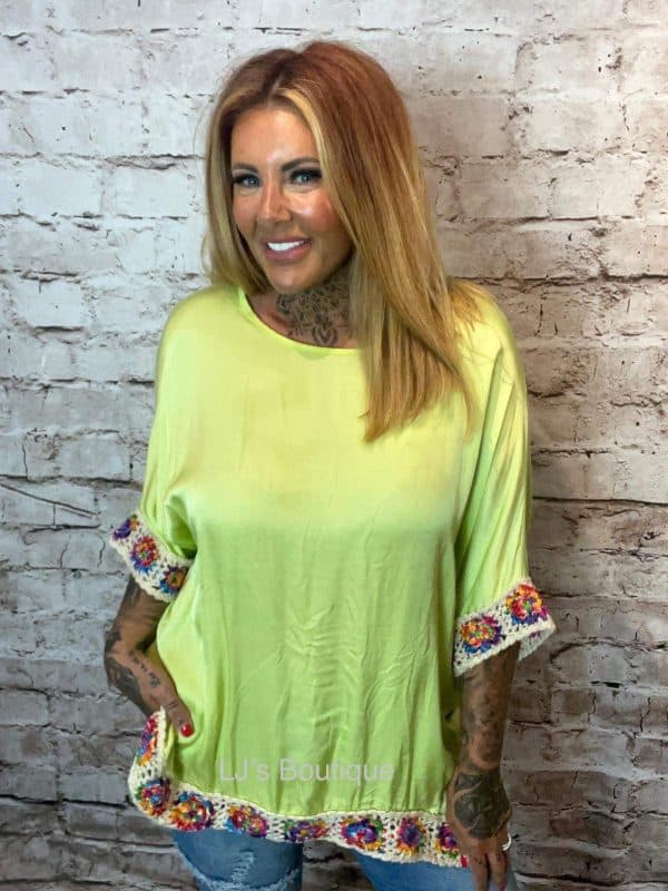 Estrella Crochet top best fits 14-24 "No Returns On Sale Items"