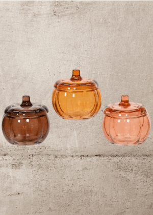 Glass Pumpkin Candle Holder - 12cm (No Returns On Sale Items)