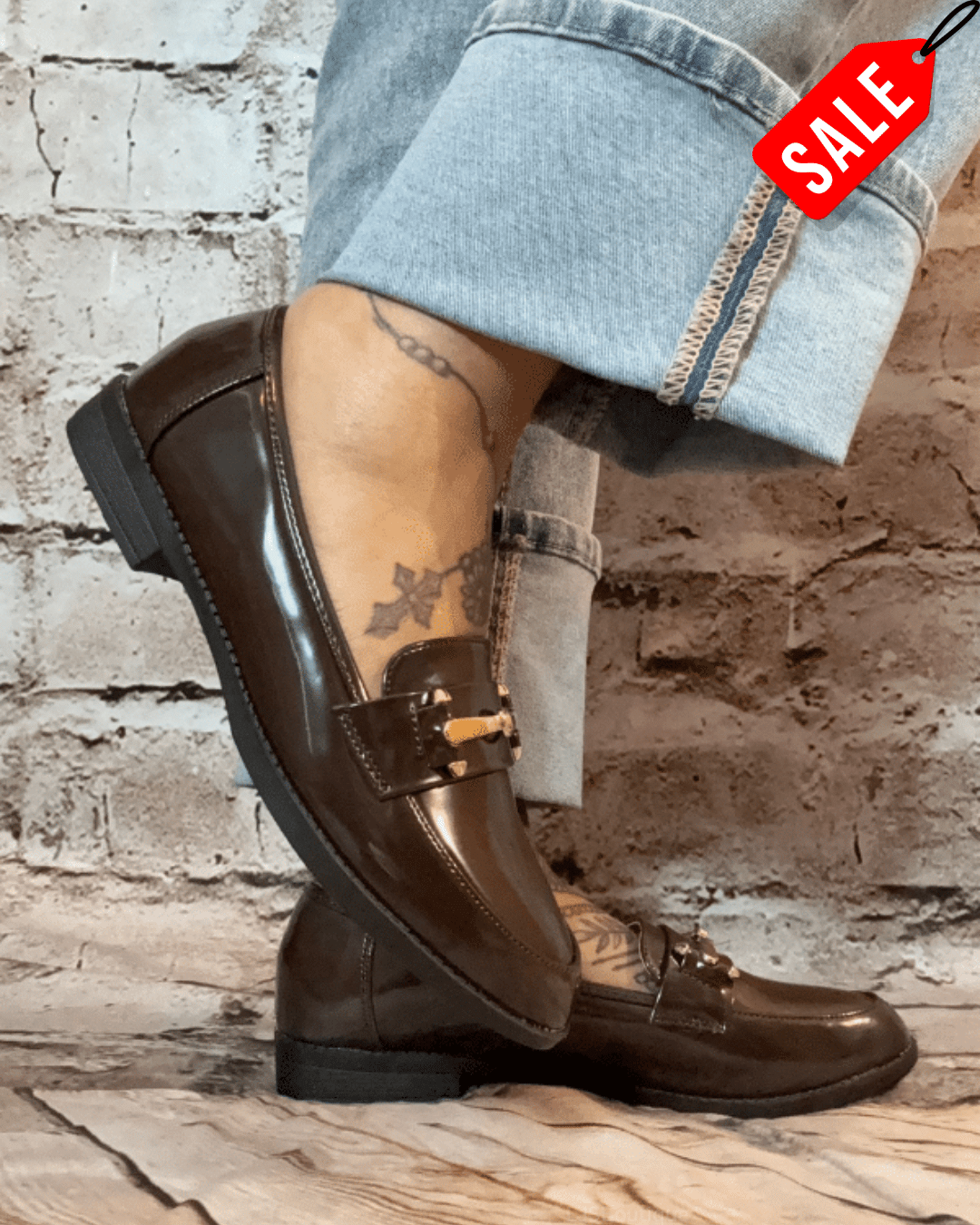 Dark chocolate patent loafers Sizes 8-11 No returns on sale items