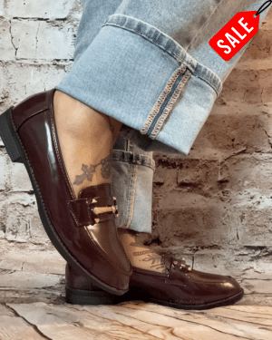 629 Maroon patent slip on loafers No returns on sale items