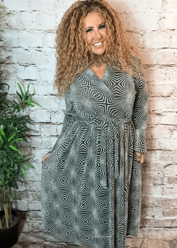 Gabriella Glitter Wrap Dress best fits 14-26 - Image 5