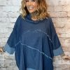 Denim Frayed Cowl Neck Tunic Best Fits 16-24 * Restocked *