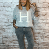 Charcoal Bling Wide Leg Jeans