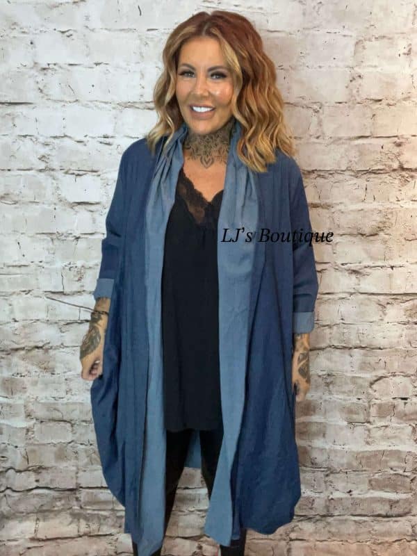 Denim Cocoon Duster coat Best Fits 14-24 *Restocked*