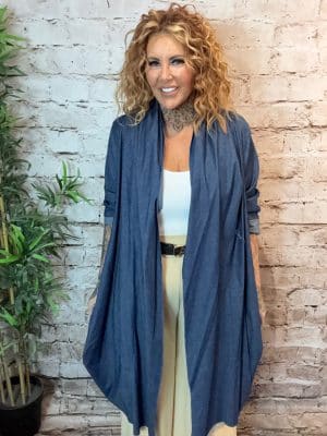 A454 Denim Duster coat Best Fits 14-24