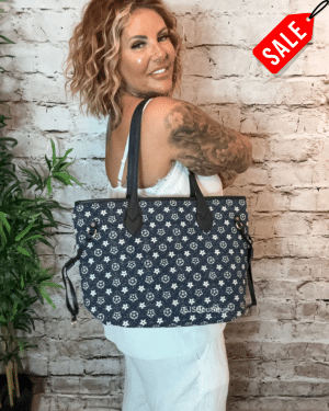 457 Navy blue L-V inspired tote bag
