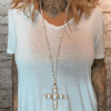 619 White beaded cross necklace