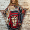 Red inspired silky long kaftan