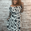 Black Garnet Bardot dress best fits 14-22