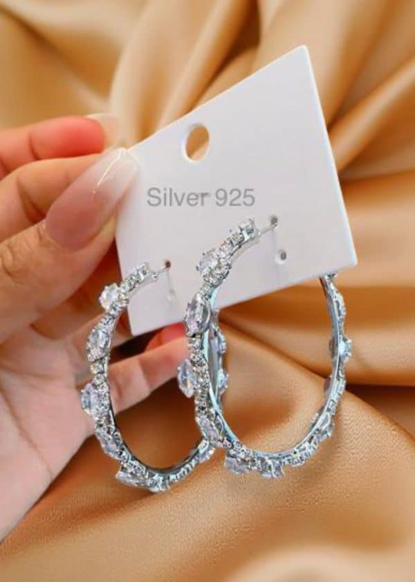 Silver Elegant Hoops Crystal Earrings  *Restocked*
