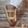 754 Wedged stone and gold sandals