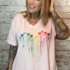 Ink drip heart print V-neck t-shirt best fits 16-26 - Image 3