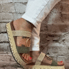 756 Wedged khaki and gold sandals - Image 2