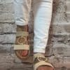 754 Wedged stone and gold sandals - Image 3