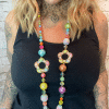 96 Multi-coloured flower and bead necklace