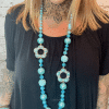 97 Blue flower and bead necklace