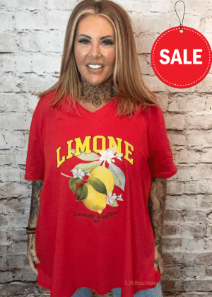 Limone V-neck t-shirt Best Fits 16-26 No returns on sale items