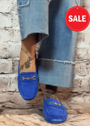 Royal blue Moccasin slip on loafers “No Returns On Sale Items”