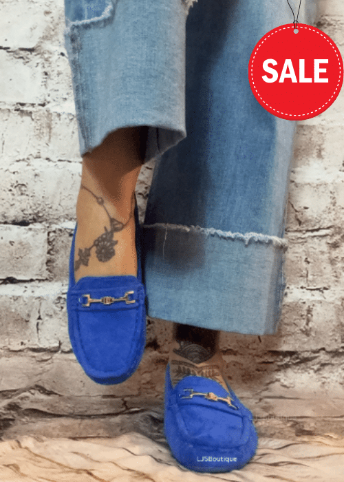 Royal blue Moccasin slip on loafers “No Returns On Sale Items”