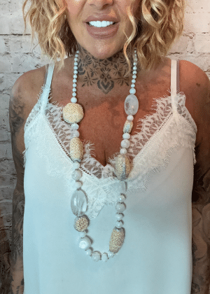 287 white beaded necklace