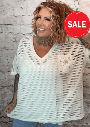 Donatella crochet style top best fits 16-22 "No Returns On Sale Items"