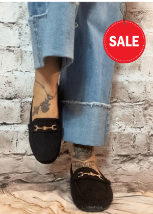 Black Moccasin slip on loafers "No Returns On Sale Items"