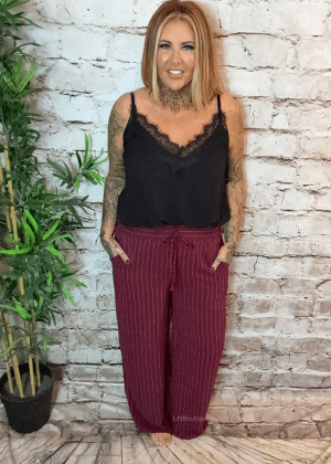 Billie wide leg pinstripe trousers best fits 14-20 *Restocked*