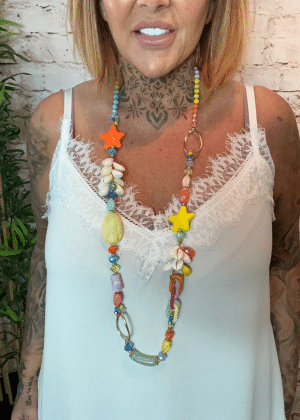 349 Multi colours seashell beaded necklace