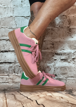 Pink retro-inspired platform trainers