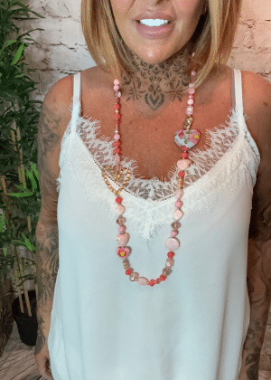 435 Pink heart Necklace