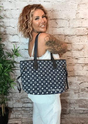 457 Navy blue L-V inspired tote bag