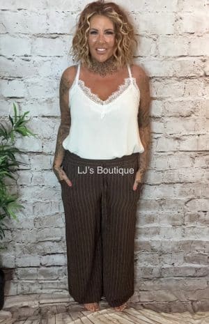 Billie wide leg pinstripe trousers best fits 14-20 *Restocked*