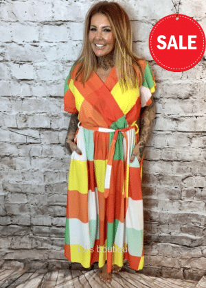 Amaya Long Wrap Dress Best Fits 14-24 no returns on sale items